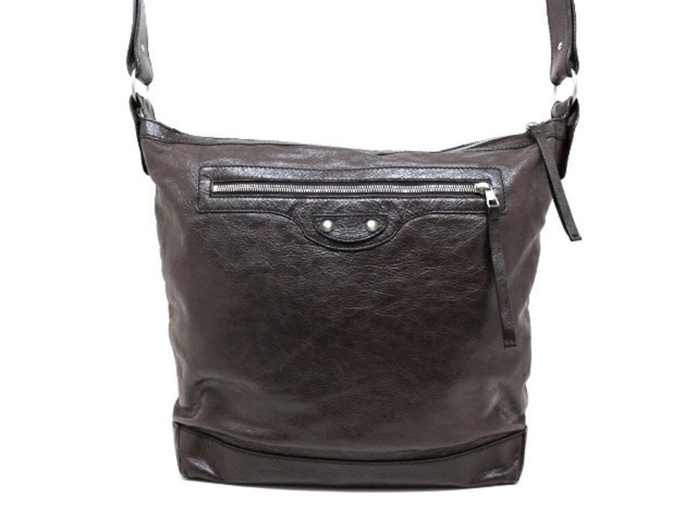 Balenciaga The Day Shoulder Bag Sheepskin Dark Brown